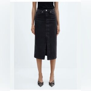 Mango Charcoal Denim Pencil Skirt